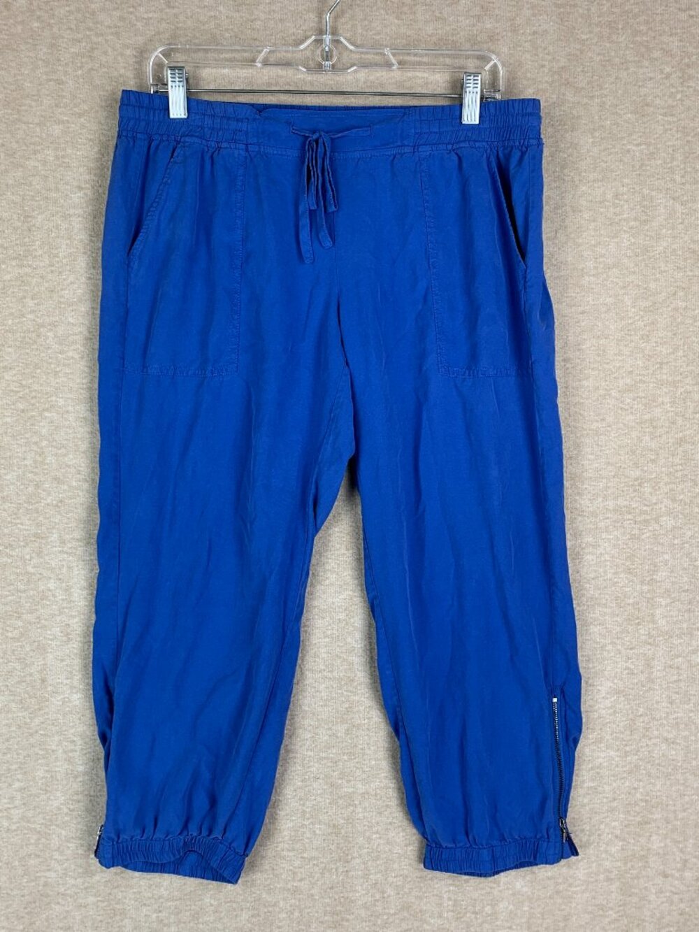 Go by GOSILK Iconic Silk Pant Sz M Royal Blue Capri Parachute Cozy Lounge Beach